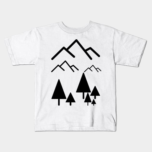 Tree near Mountain Kids T-Shirt by Kiyiya Designs